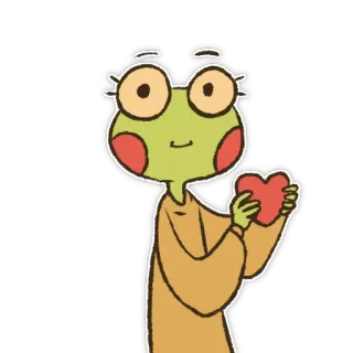 ❤️ kikker, hart, cartoon, liefde, schattig, personage, bril, dier telegram sticker