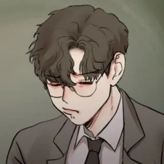 🧋 man, glasses, suit, anime, manga telegram sticker