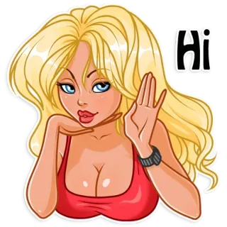 ✋ Hi woman, blonde, cartoon, greeting, hi telegram sticker