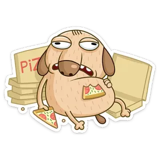 🍕 PIZ dog, pizza, food, cartoon, sticker telegram sticker