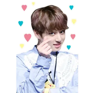 😏 Jungkook Чонгук, BTS, K-pop, певец, сердце, жест, айдол whatsapp sticker