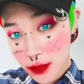👽 CryBaby cara, maquillaje, retrato, llorón telegram sticker
