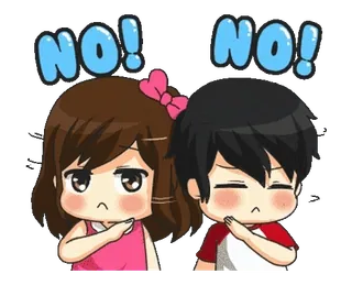 🙅‍♂️ NO! NO! nie, odmowa, niezgoda, zaprzeczenie, kawaii, słodkie, kreskówka telegram sticker