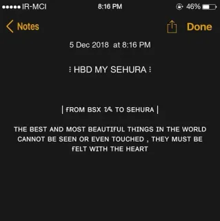 ☁️ HBD MY SEHURA
FROM BSX TO SEHURA
THE BEST AND MOST BEAUTIFUL THINGS IN THE WORLD
CANNOT BE SEEN OR EVEN TOUCHED, THEY MUST BE
FELT WITH THE HEART whatsapp sticker