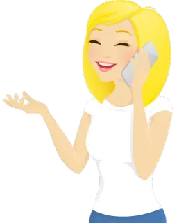 😆 Frau, blond, Telefon, Cartoon, Kommunikation, Person whatsapp sticker