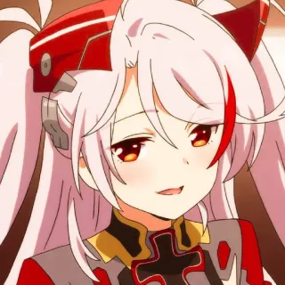 🌚 Anime, Mädchen, weiße Haare, rote Augen, süß, Cartoon, Charakter telegram sticker