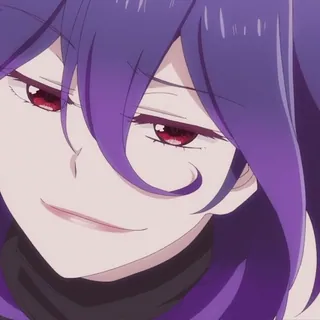 ☝️ アニメ, 紫髪, ニヤリ, 女性, 漫画 whatsapp sticker