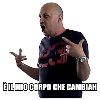 🤘 È IL MIO CORPO CHE CAMBIAH мужчина, итальянский, жест, тело, выражение whatsapp sticker