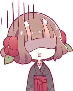 😨 อนิเมะ, ตกใจ, ประหลาดใจ, ตัวละคร, ดอกไม้, ตื่นตระหนก, กังวล telegram sticker