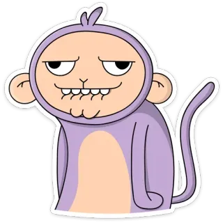 😐 Affe, Cartoon, Lila, Tier, Lustig, Aufkleber, Illustration, Kreatur telegram sticker