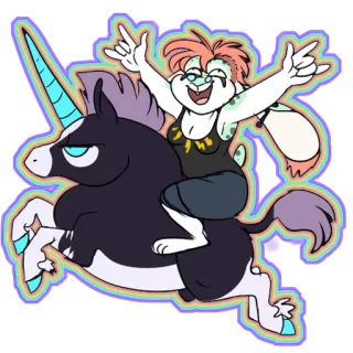 🦄 cartoon, unicorn, cute, animal, fantasy, riding, kawaii telegram sticker