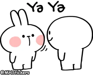 😐 Ya Ya dibujos animados, conejo, blanco, lindo, divertido, adorable whatsapp sticker