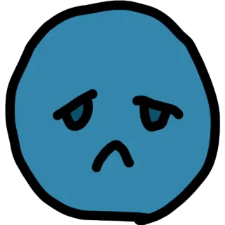 😓 triste, emoji, cartone animato, blu, faccia, melanconia telegram sticker