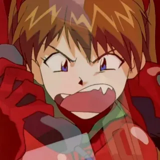 🤬 Asuka Langley Sohryu Neon Genesis Evangelion anime, angry, frustrated, tv show, red, girl telegram sticker
