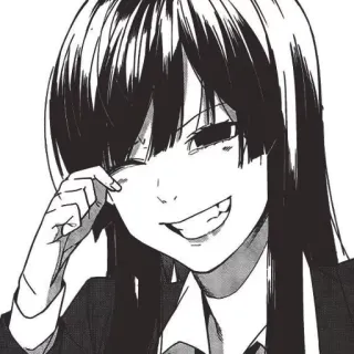 😂 动漫, 漫画, 女孩, 微笑, 快乐, 角色, 黑白 telegram sticker