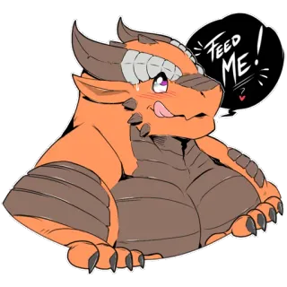 🍔 FEED ME! dragon, monstre, orange, fantaisie, affamé telegram sticker