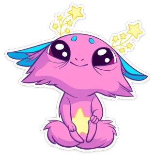 😊 słodki, stworzenie, fantazja, gwiazda, kreskówka, różowy, zwierzę whatsapp sticker