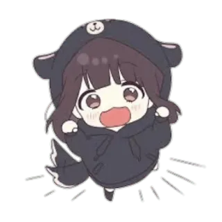 😀 Anime, Chibi, Kawaii, Lindo, Chica, Sudadera Oso whatsapp sticker