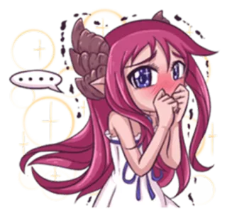 😢 ... อนิเมะ, ปีศาจ, น่ารัก, ผู้หญิง, อาย, หน้าแดง, สติกเกอร์ telegram sticker