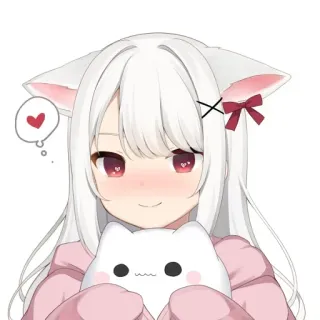 🤗 Anime, Chica, Linda, Kawaii, Gato, Neko, Corazón whatsapp sticker