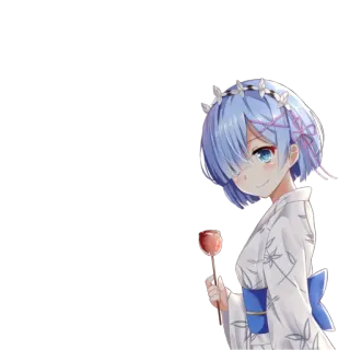 🍭 Rem Re:Zero Аниме, Милый, Девушка, Фестиваль, Юката whatsapp sticker