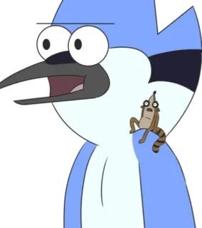 😐 Mordecai Regular Show kreskówka, Zwyczajny serial, Mordecai, Rigby, przyjaciele, ptak, szop pracz telegram sticker