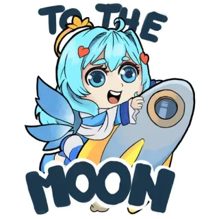 🌔 TO THE MOON foguete, anjo, lua, fofo, kawaii, adesivo, desenho animado telegram sticker