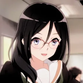 💗 anime, girl, glasses, cartoon, character, school girl whatsapp sticker