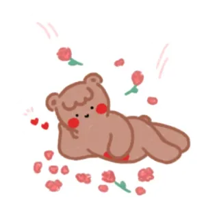 🌹 熊, 可爱, 卡哇伊, 泰迪熊, 花, 爱心 telegram sticker