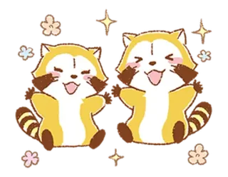🎊 tanuki, mignon, animal, kawaii, dessin animé, chien viverrin japonais, chibi, étincelles telegram sticker