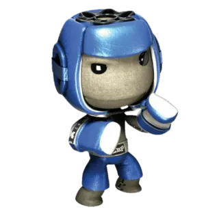 👊 Sackboy Little Big Planet sackboy, little big planet, boxing, blue telegram sticker