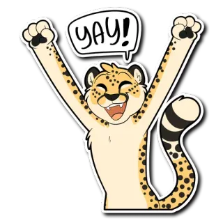 😄 YAY! 치타, 행복한, 동물, 야호, 축하 telegram sticker