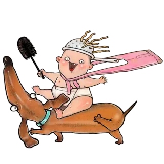 😜 bayi, anjing, kartun, lucu, aneh, pasta, saringan, sikat toilet telegram sticker