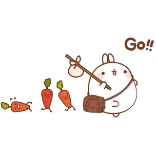 🏃 Go!! molang, rabbit, carrot, adventure, cute telegram sticker