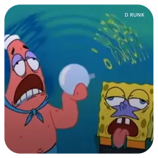 🥴 Spongebob D RUNK Spongebob, bêbado, Patrick Estrela, desenho animado, engraçado, bolha, subaquático, animação telegram sticker