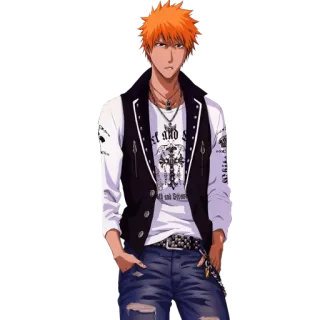 😠 Ichigo Kurosaki Bleach anime, ichigo, kurosaki, bleach, orange hair, anime character telegram sticker