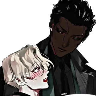 🦔 Anime, Romance, Ritratto, Arte, Illustrazione, Coppia, Affetto telegram sticker