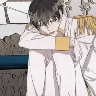 🌝 anime, military uniform, throne, sad, aristocrat, manga whatsapp sticker