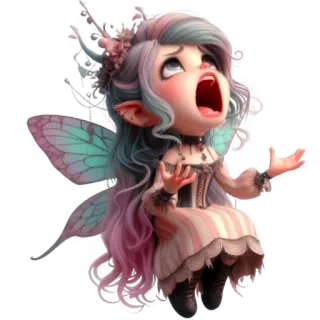 😤 fairy, fantasy, cute, yelling, surprised, wings, magical telegram sticker