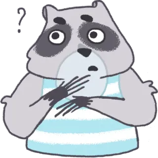 ❓ raccoon, animal, cartoon, sticker, cute, shocked, stripes telegram sticker