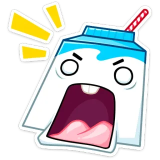 😱 Milch, Cartoon, Wütend, Behälter, Essen, Getränk whatsapp sticker