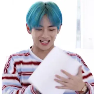 🤙 V K-pop, BTS, V, cantante, capelli blu, celebrità whatsapp sticker