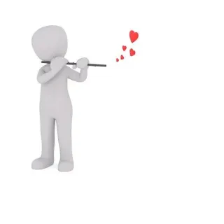 🥰 flute, stick figure, love, heart, music telegram sticker