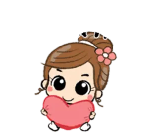 ❤ desenho animado, coração, amor, menina telegram sticker