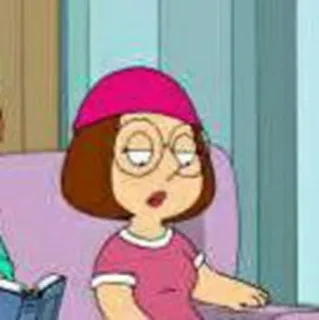 ▪️ Meg Griffin Family Guy 만화, 멕 그리핀, 패밀리 가이, 애니메이션 시리즈, 안경, 분홍색 모자 telegram sticker