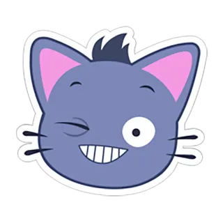 😄 Katze, Cartoon, Sticker, Tier, lächelnd, zwinkernd, Emoji whatsapp sticker