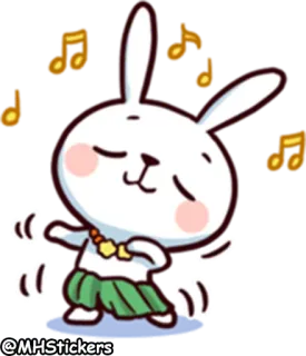 💃 @MHStickers Cartoon, Hase, Süß, Tanzen telegram sticker