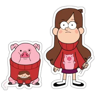 😌 Mabel Pines Gravity Falls Mabel, Waddles, pig, cartoon, animation, Gravity Falls, Disney telegram sticker
