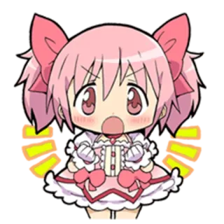 😆 Madoka Kaname Puella Magi Madoka Magica Anime, Magical Girl, Capelli rosa, Carino, Scioccato/a telegram sticker