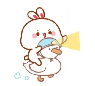 🍼 conejo, pato, animal, dibujos animados, mono telegram sticker